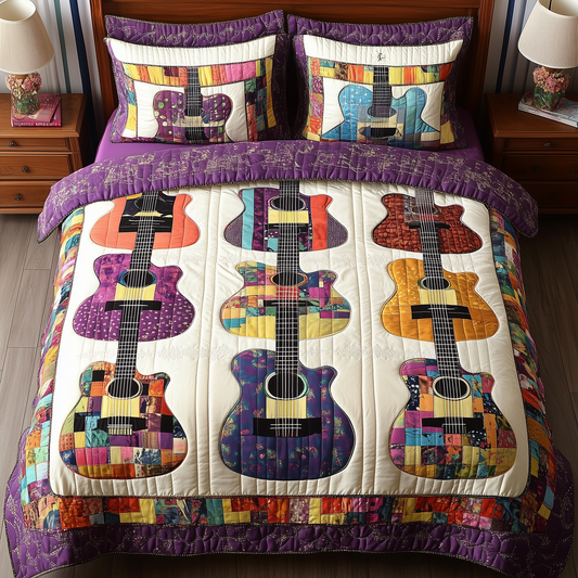 Colorful Guitars 3-Piece Quilted Bedding Set GFTONL753