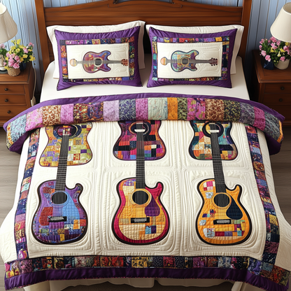 Coloful Guitars 3-Piece Quilted Bedding Set GFTONL757