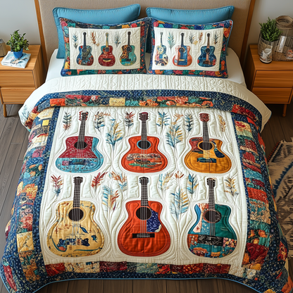 Colorful Guitars 3-Piece Quilted Bedding Set GFTONL759