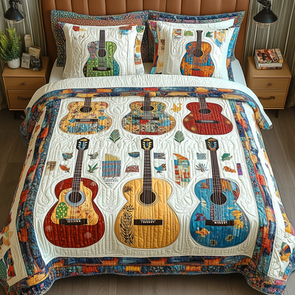 Colorful Guitars 3-Piece Quilted Bedding Set GFTONL760