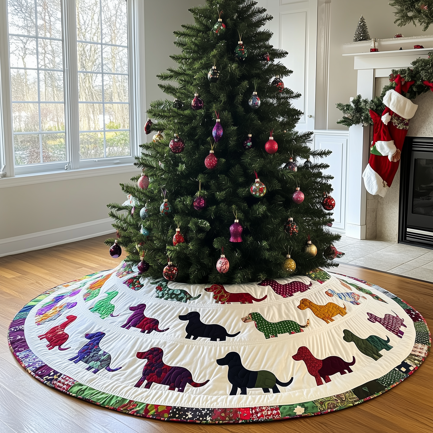 Festive Dachshund Quilted Tree Skirt GFTONL765