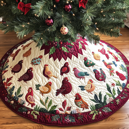 Festive Chicken Christmas Quilted Tree Skirt GFTONL789