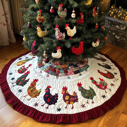 Festive Chicken Christmas Quilted Tree Skirt GFTONL791