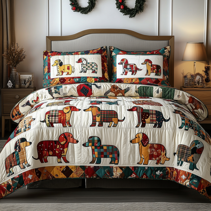 Dachshund 3-Piece Quilted Bedding Set GFTONL810