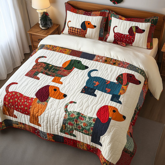 Dachshund 3-Piece Quilted Bedding Set GFTONL811