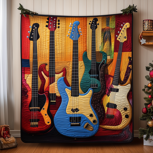 Vintage Bass Guitars Quilted Blanket GFTONL822