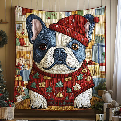 Christmas Bulldog Quilted Blanket GFTONL839