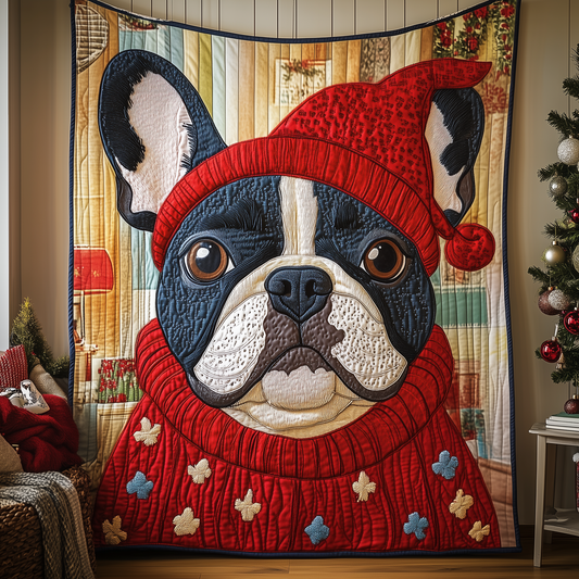 Christmas Bulldog Quilted Blanket GFTONL841