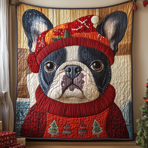 Christmas Bulldog Quilted Blanket GFTONL843