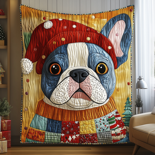 Christmas Bulldog Quilted Blanket GFTONL844