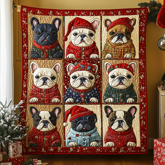 Festive Bulldog Quilted Blanket GFTONL846