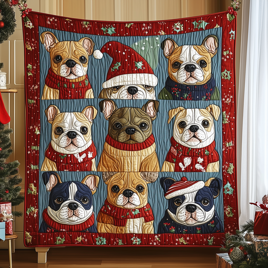 Festive Bulldog Quilted Blanket GFTONL847