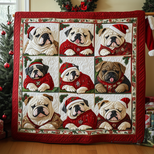 Festive Bulldog Quilted Blanket GFTONL848