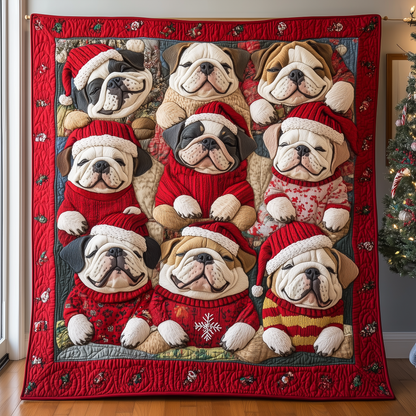 Festive Bulldog Quilted Blanket GFTONL849