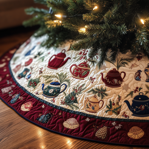 Festive Teapot Quilted Tree Skirt GFTONL883