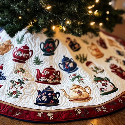 Festive Teapot Quilted Tree Skirt GFTONL885