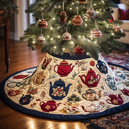 Festive Teapot Quilted Tree Skirt GFTONL888