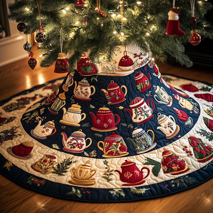 Festive Teapot Quilted Tree Skirt GFTONL889