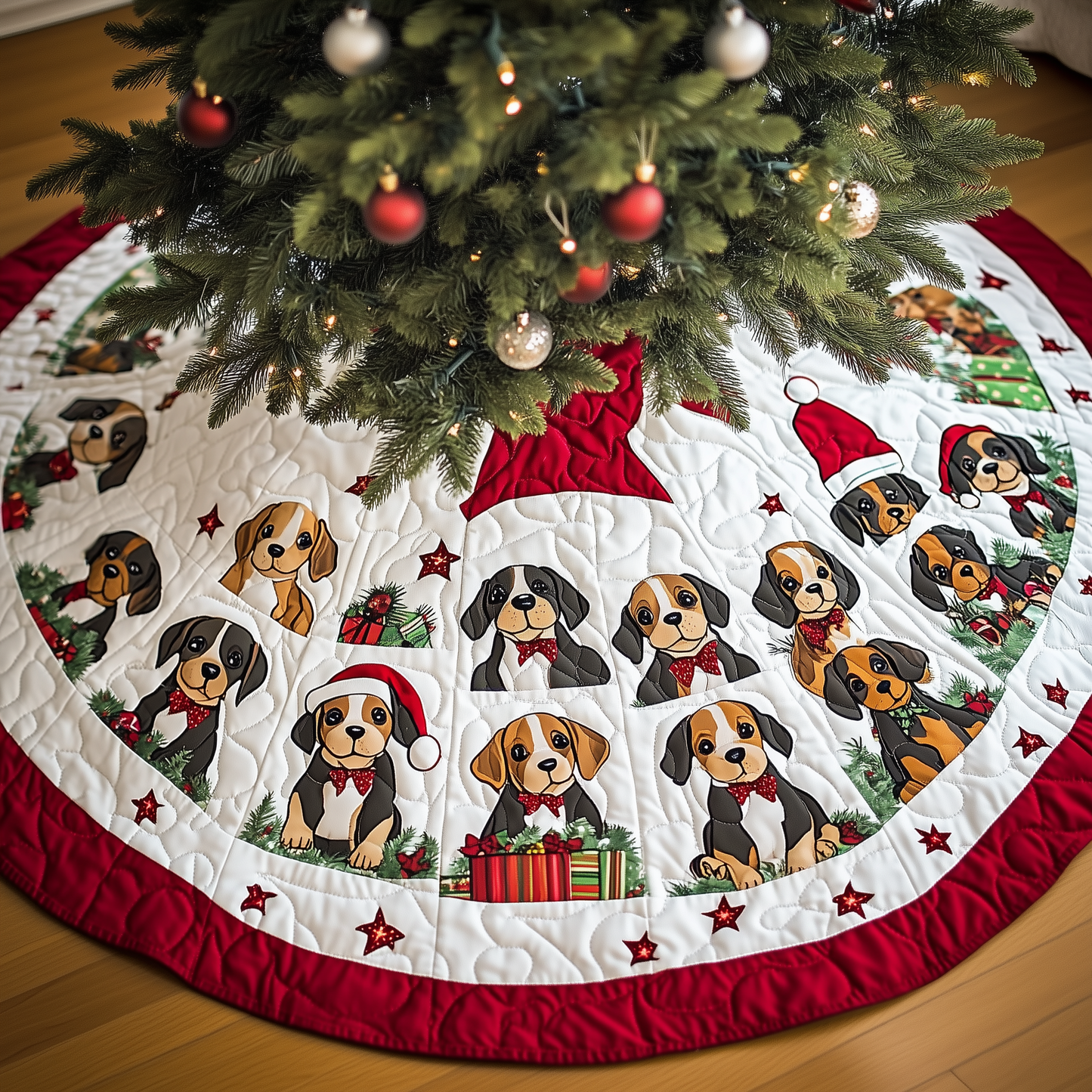 Christmas Beagle Quilted Tree Skirt GFTOTL1002