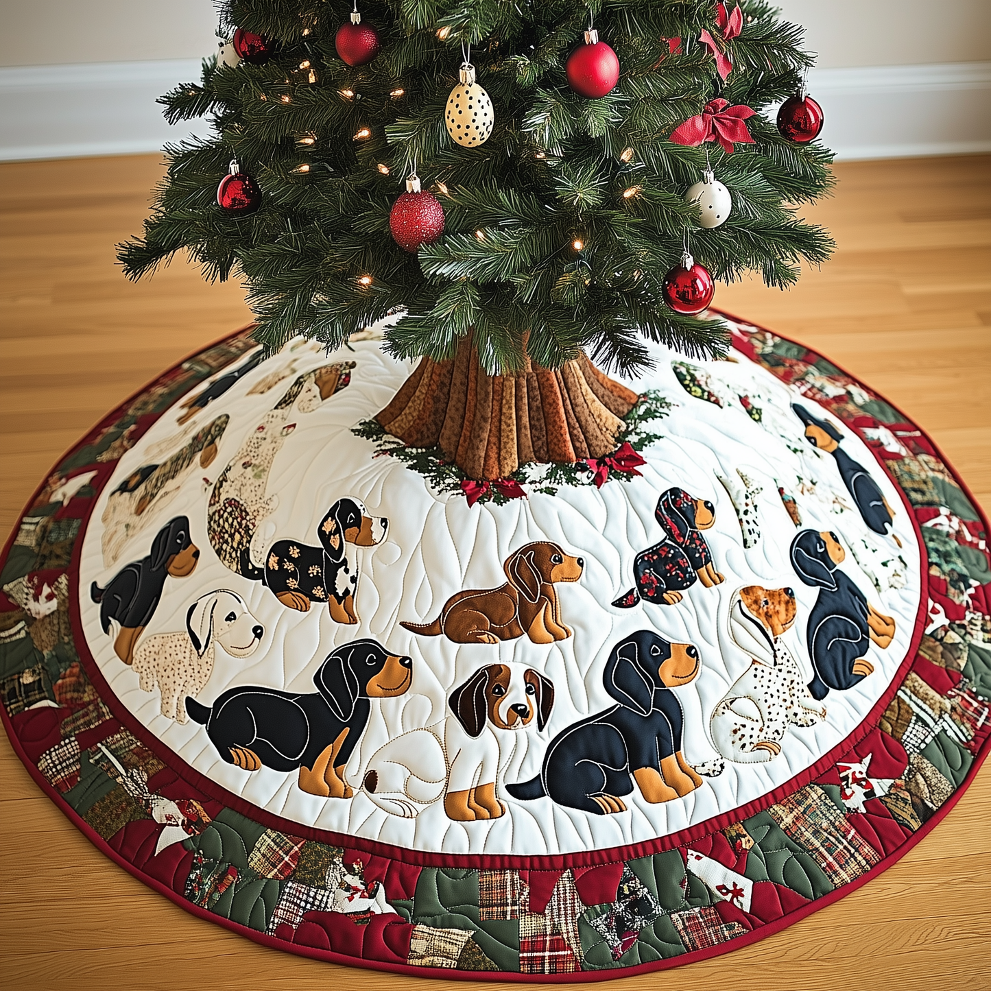 Christmas Beagle Quilted Tree Skirt GFTOTL1005