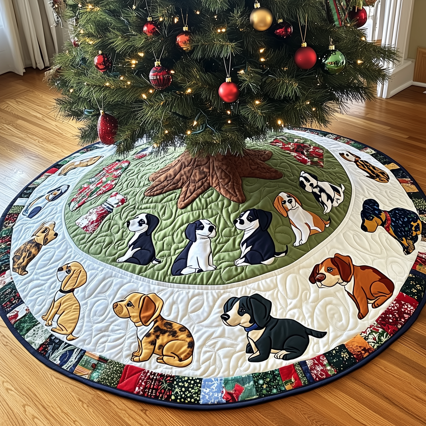 Christmas Beagle Quilted Tree Skirt GFTOTL1008