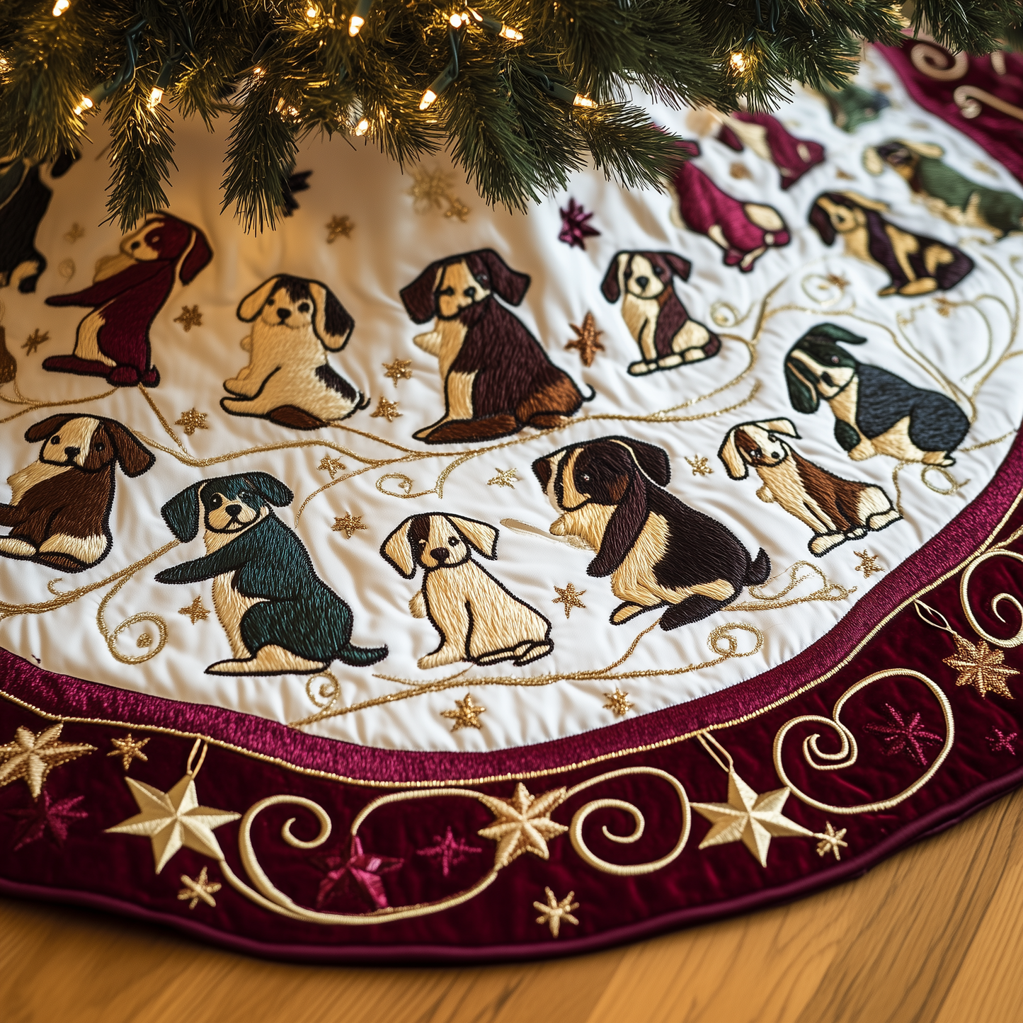 Christmas Beagle Quilted Tree Skirt GFTOTL1012