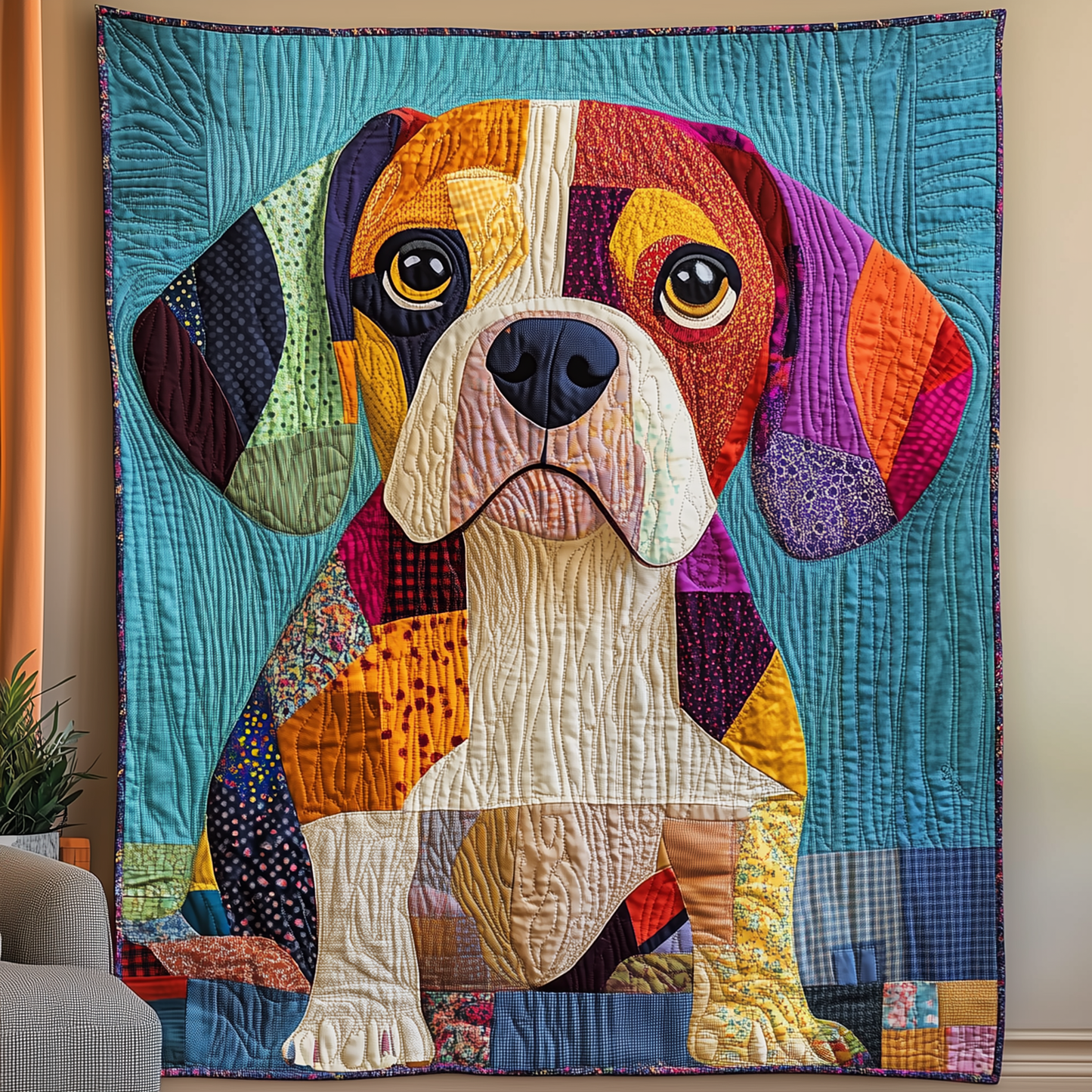 Beagle Patchwork Quilted Blanket GFTOTL1022