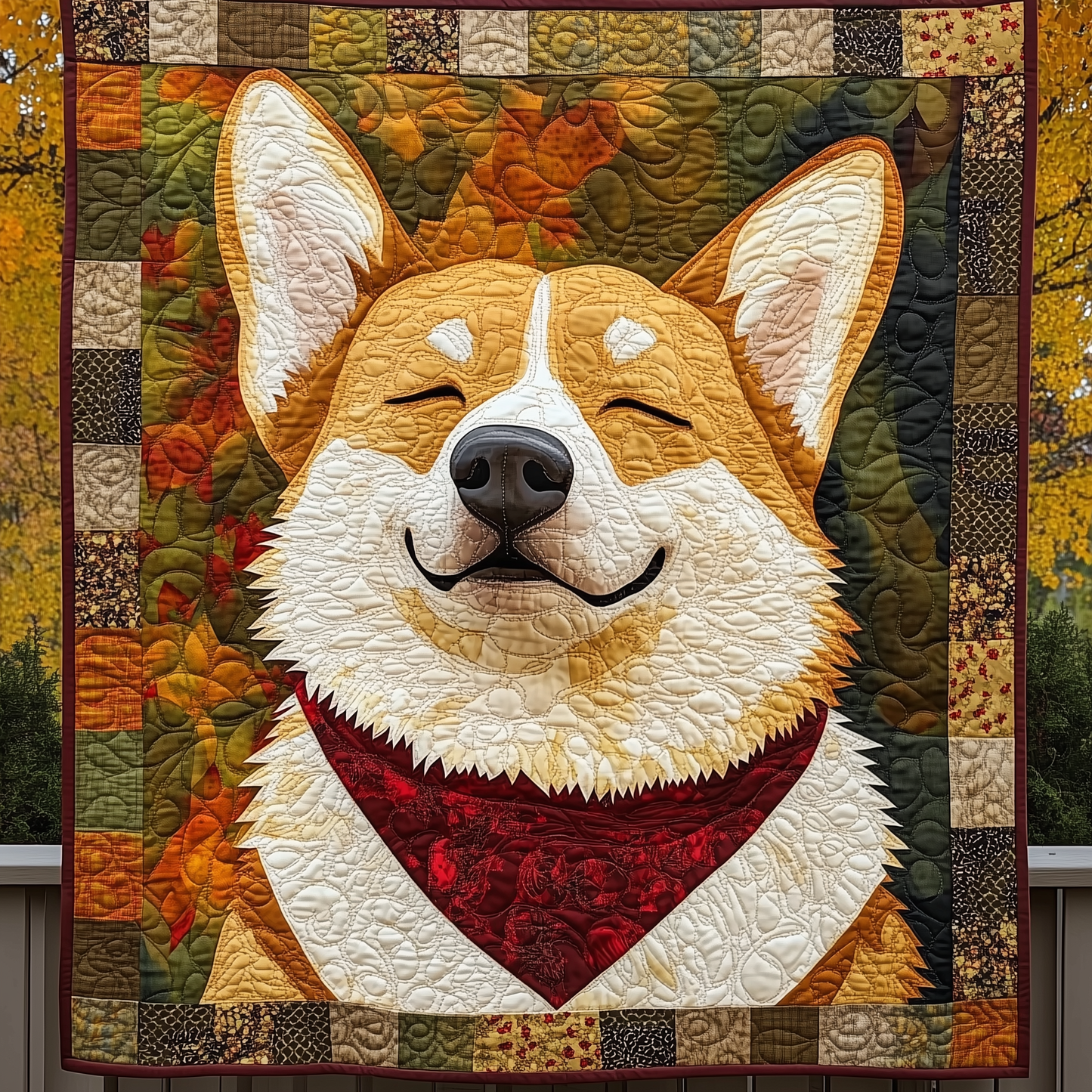 Corgi Autumn Quilted Blanket GFTOTL1057