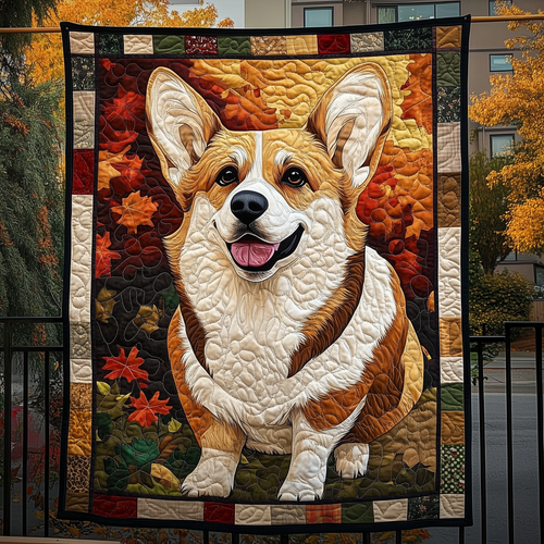 Corgi Autumn Quilted Blanket GFTOTL1058