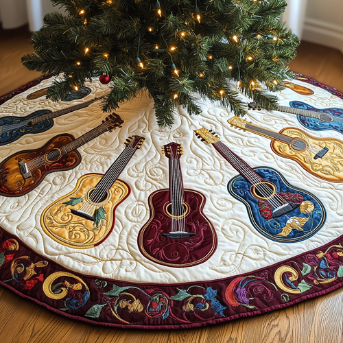 Festive Acoustic Guitars Quilted Tree Skirt GFTOTL1119