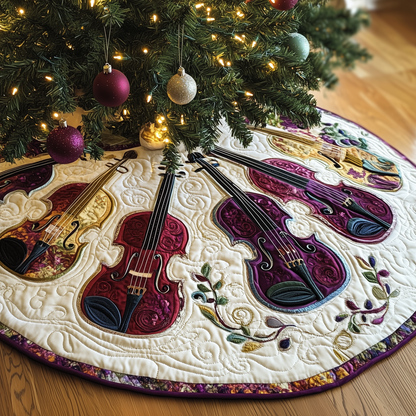 Festive Purple Violins Quilted Tree Skirt GFTOTL1129