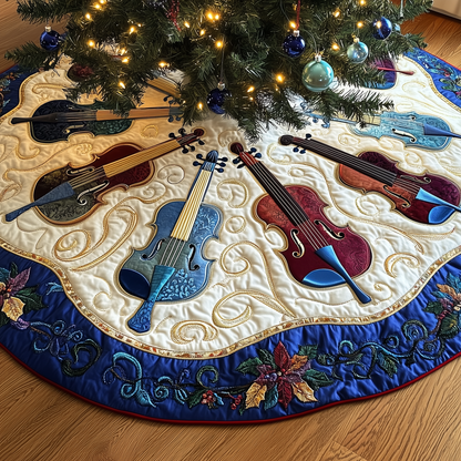 Festive Blue Violins Quilted Tree Skirt GFTOTL1135