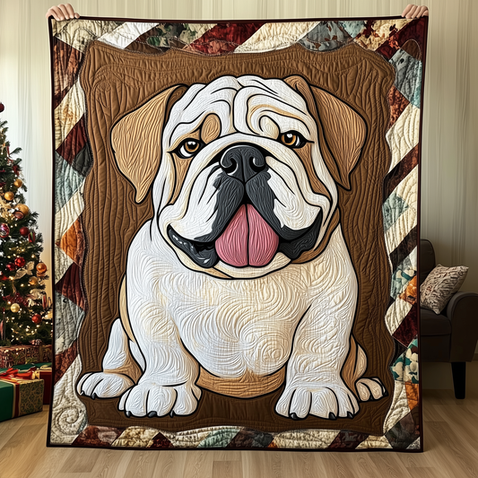 Winter English Bulldog Quilted Blanket GFTOTL1182