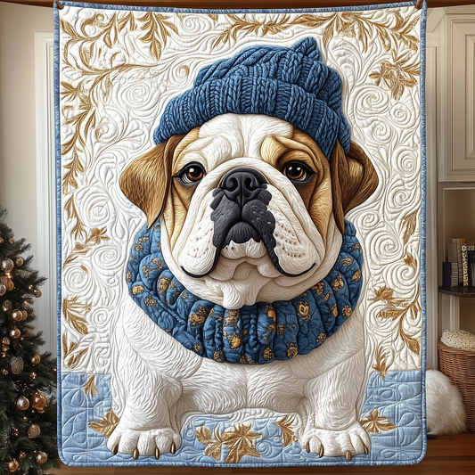 Winter English Bulldog Quilted Blanket GFTOTL1183