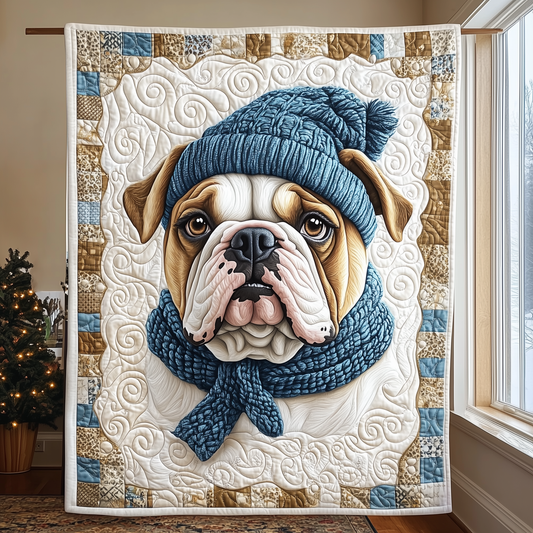 Winter English Bulldog Quilted Blanket GFTOTL1185