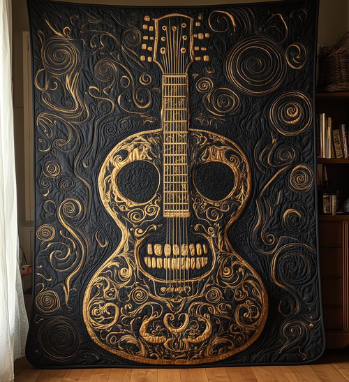 Skull Faced Guitar Quilted Blanket GFTOTL1223