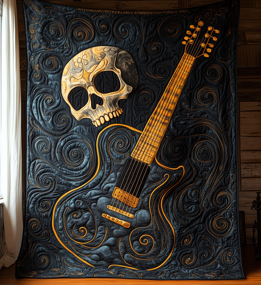 Skull Faced Guitar Quilted Blanket GFTOTL1226