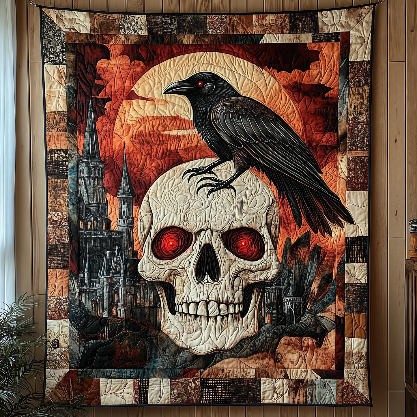 Raven Skull Quilted Blanket GFTOTL1229