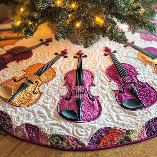 Joyful Pink Violins Quilted Tree Skirt GFTOTL1272