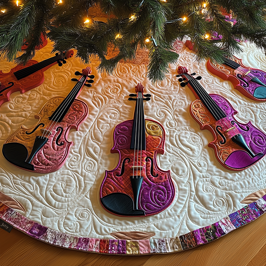 Joyful Pink Violins Quilted Tree Skirt GFTOTL1273