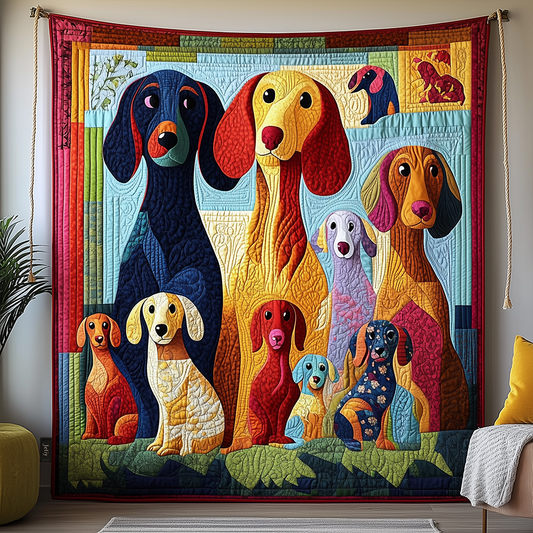 Whimsical Dachshund Quilted Blanket GFTOTL1297