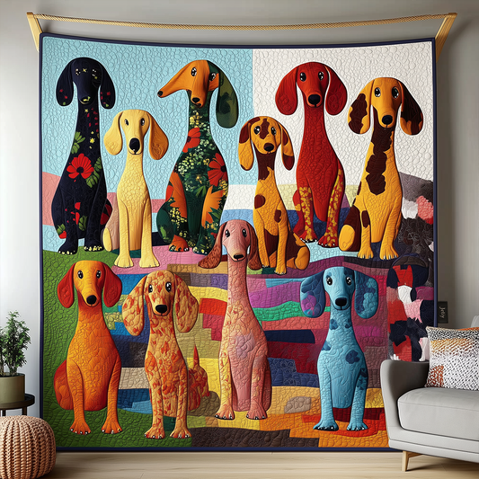 Whimsical Dachshund Quilted Blanket GFTOTL1301