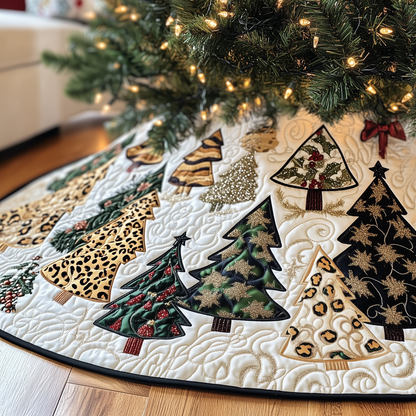 Festive Leopard Christmas Tree Quilted Tree Skirt GFTOTL1362