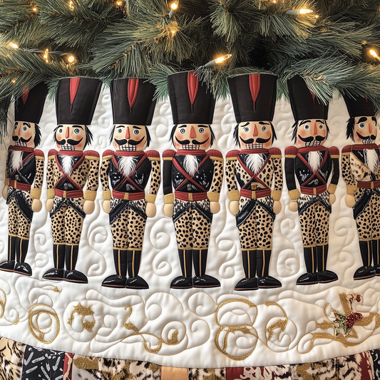 Festive Leopard Nutcracker Quilted Tree Skirt GFTOTL1367