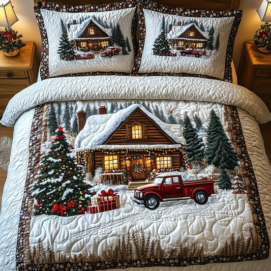 Rustic Winter Cabin 3-Piece Quilted Bedding Set GFTOTL1381