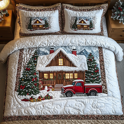 Rustic Winter Cabin 3-Piece Quilted Bedding Set GFTOTL1382