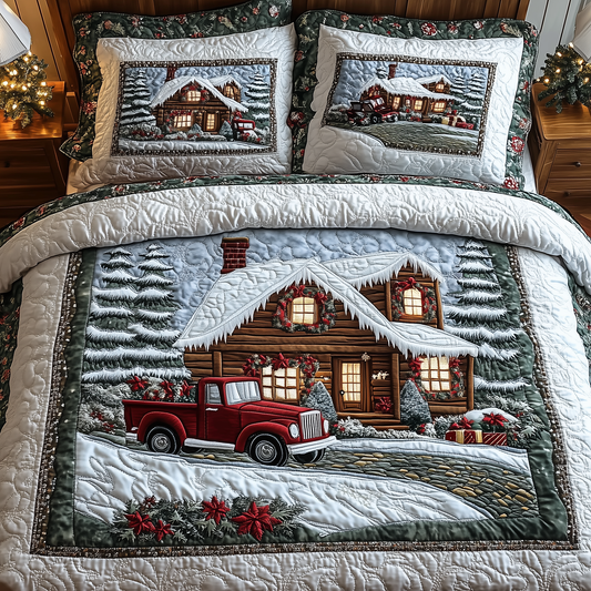 Rustic Winter Cabin 3-Piece Quilted Bedding Set GFTOTL1383