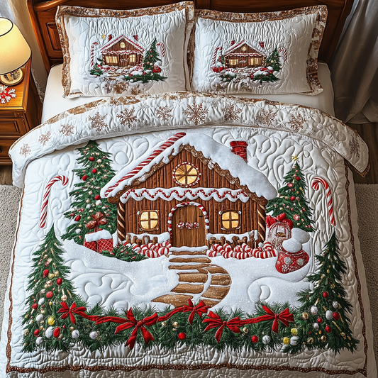 Candy Canes Cabin 3-Piece Quilted Bedding Set GFTOTL1384