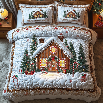 Candy Canes Cabin 3-Piece Quilted Bedding Set GFTOTL1385