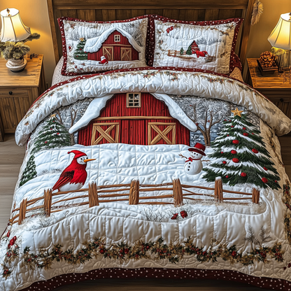 Peaceful Winter Farmhouse 3-Piece Quilted Bedding Set GFTOTL1392